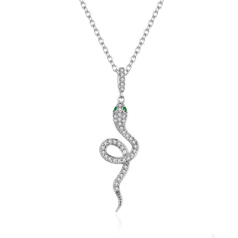 Women's necklace with playful snake pendant and sparkling zirconia Nin Boutique