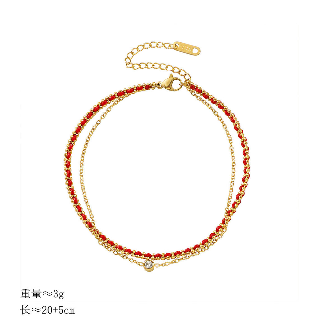 Women's anklet with sparkling stones and red design Nin Boutique