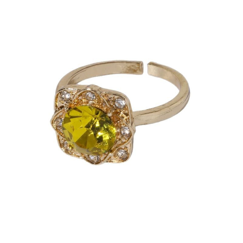 Women's adjustable vintage-inspired cocktail ring with faceted center crystal and cz halo Nin Boutique