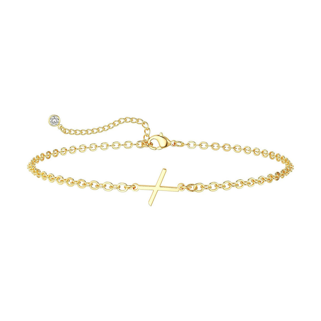 Women’s ankle bracelet with personalized initial and sparkling zirconia detail Nin Boutique