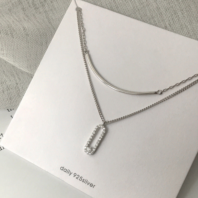 Women's necklace with modern, two-layer design and sparkling pendant Nin Boutique