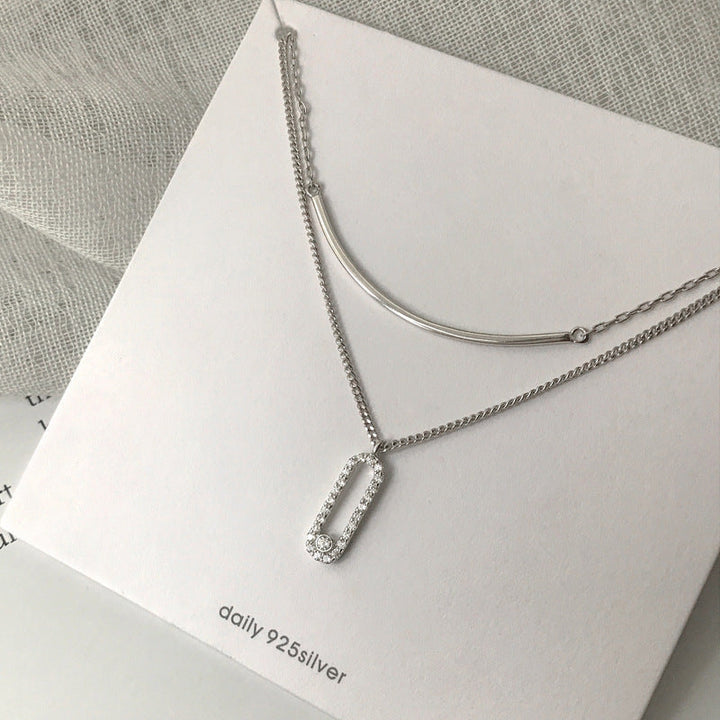 Women's necklace with modern, two-layer design and sparkling pendant Nin Boutique