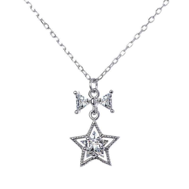 Women's necklace with sparkling star and bow pendant Nin Boutique