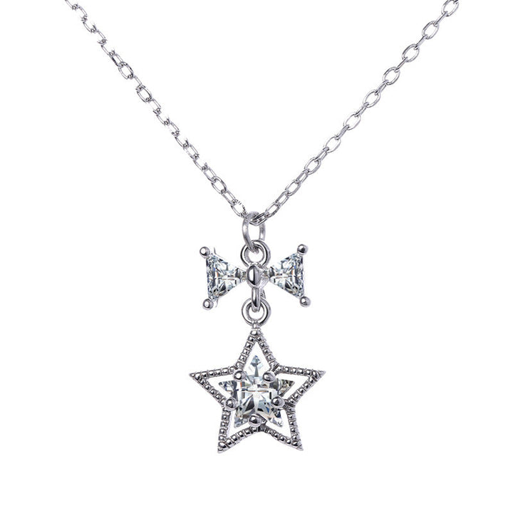 Women's necklace with sparkling star and bow pendant Nin Boutique