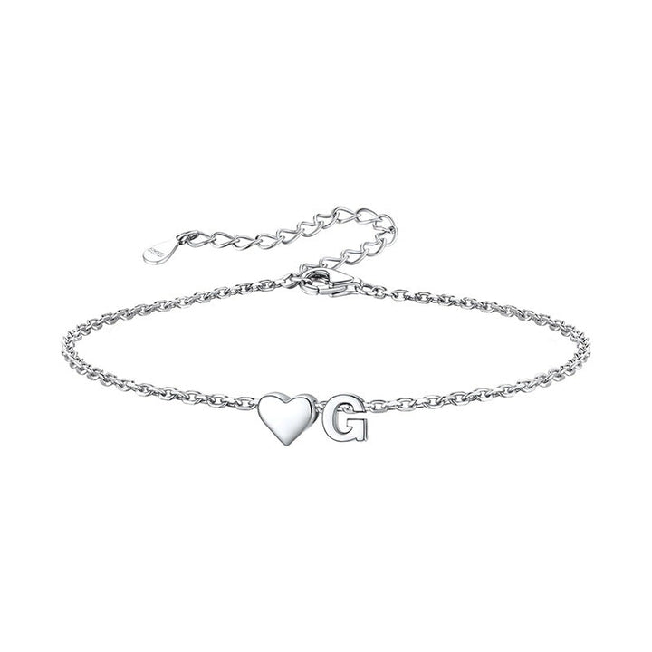 Women's ankle bracelet with personalized heart and letter pendant Nin Boutique