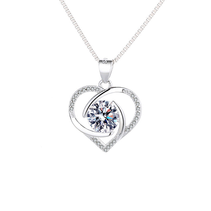 Women's necklace with sparkling heart and purple stone Nin Boutique