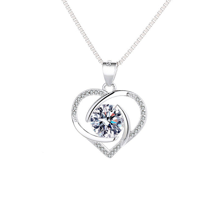 Women's necklace with sparkling heart and purple stone Nin Boutique