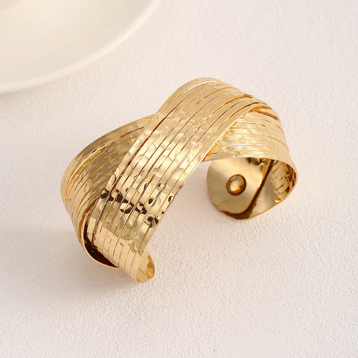 Women's Open Bangle with Artistic Fold Design Nin Boutique