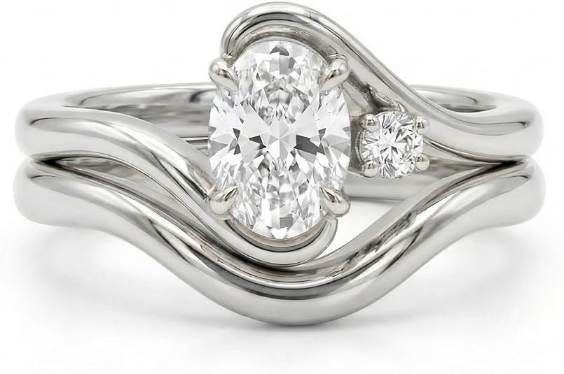 Ladies engagement ring with elegantly curved design and sparkling zirconia Nin Boutique
