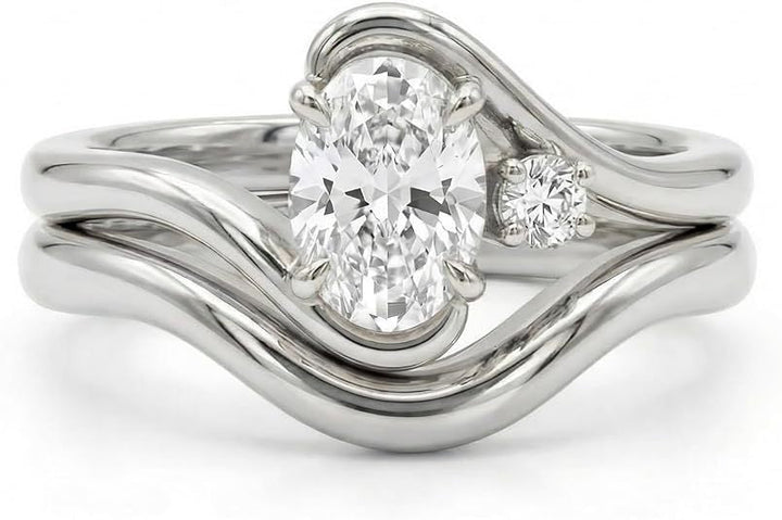 Ladies engagement ring with elegantly curved design and sparkling zirconia Nin Boutique