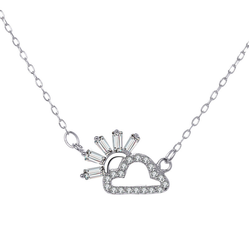 Ladies necklace in artistic cloud and sun design with sparkling zirconia from Nin Boutique