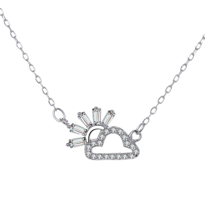 Ladies necklace in artistic cloud and sun design with sparkling zirconia from Nin Boutique