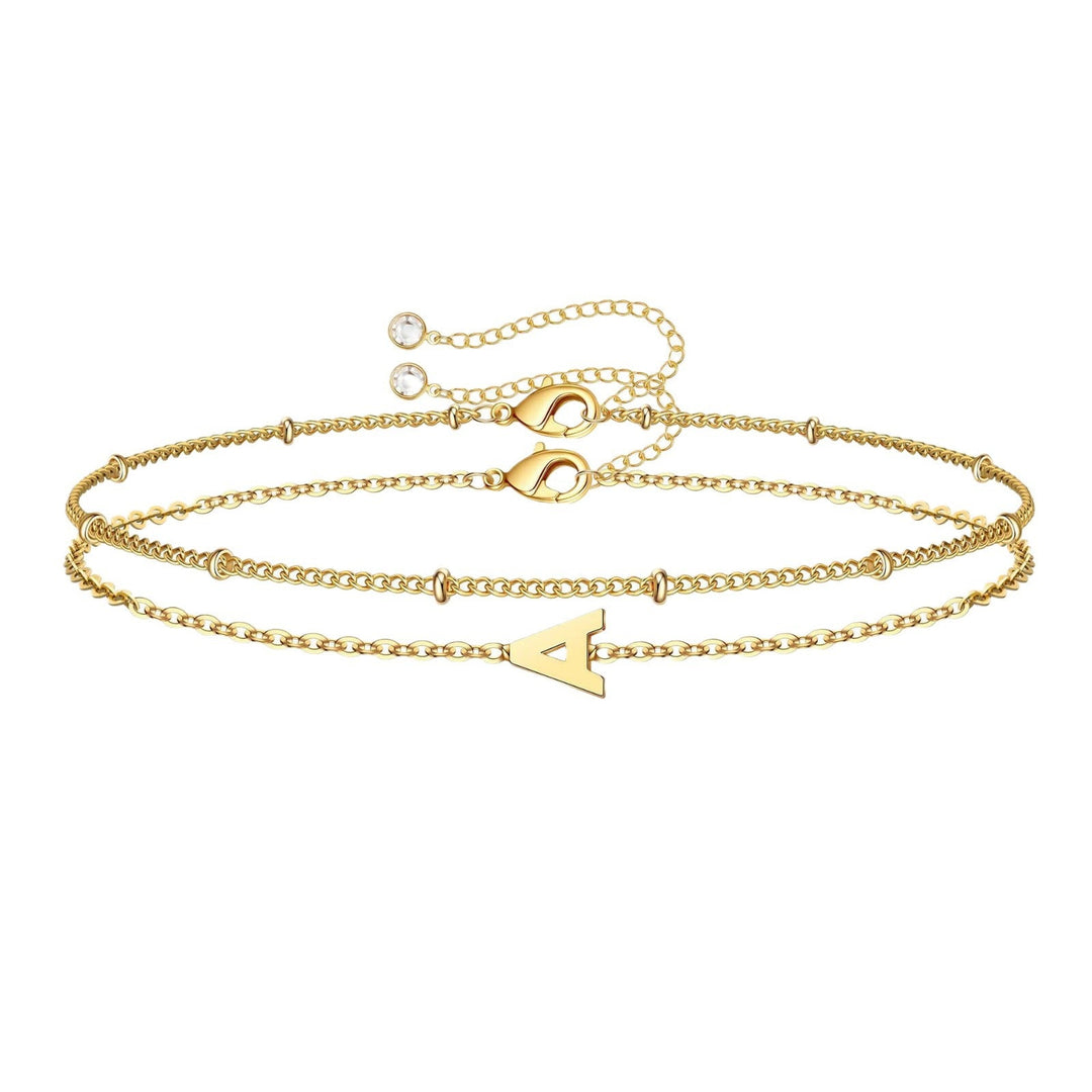 Ladies ankle bracelet with charming letter pendant and delicate chain design Nin Boutique