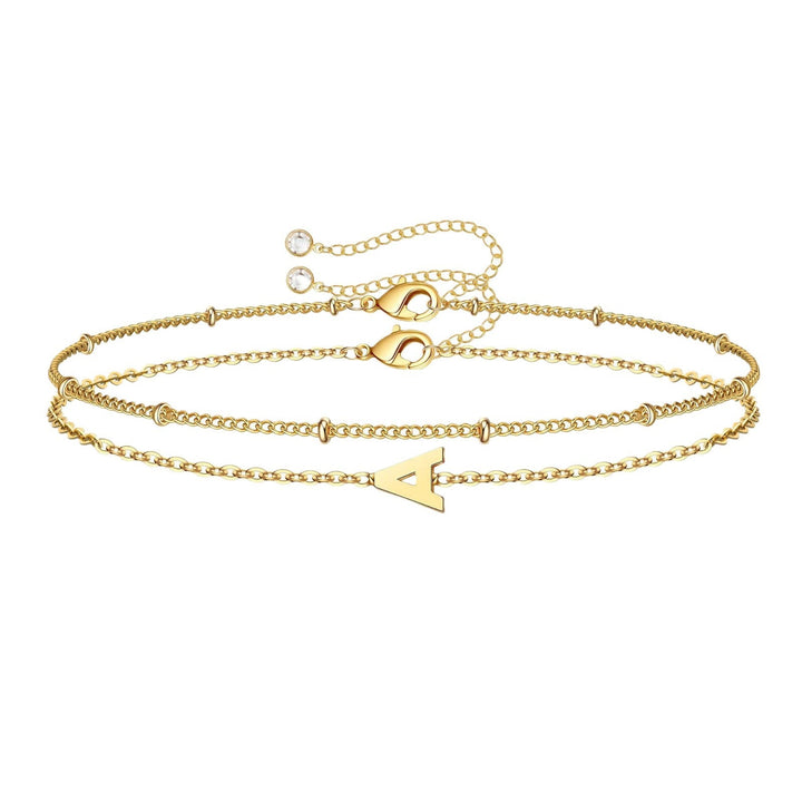 Ladies ankle bracelet with charming letter pendant and delicate chain design Nin Boutique