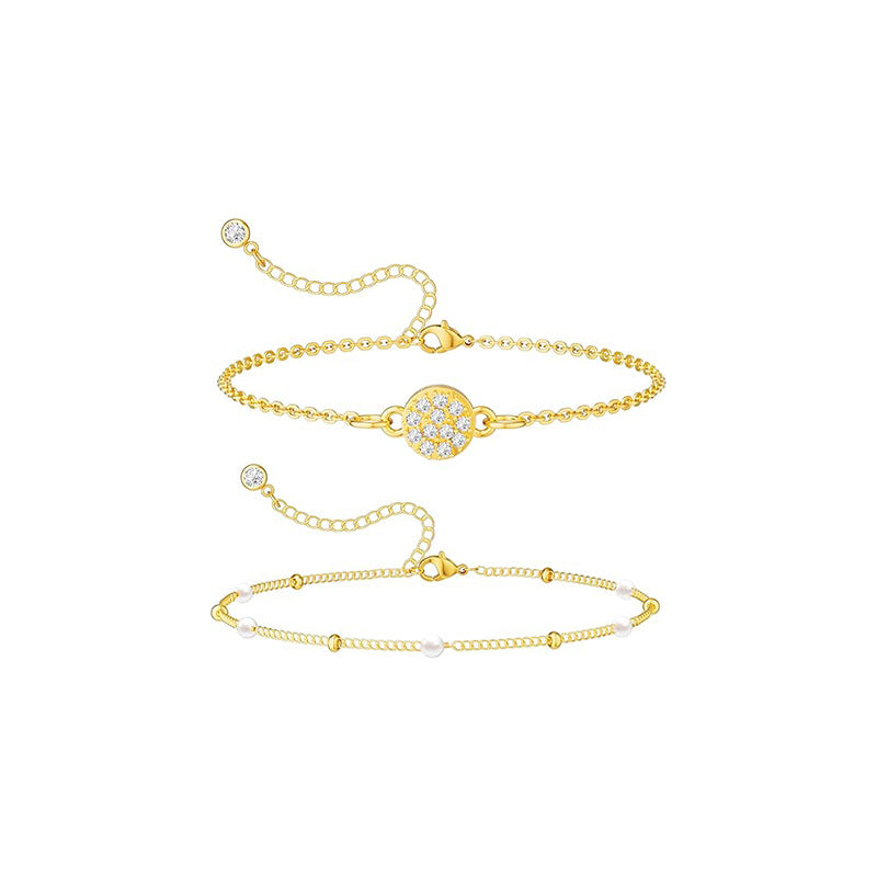 Women's ankle bracelet with elegant pearls and golden accents Nin Boutique
