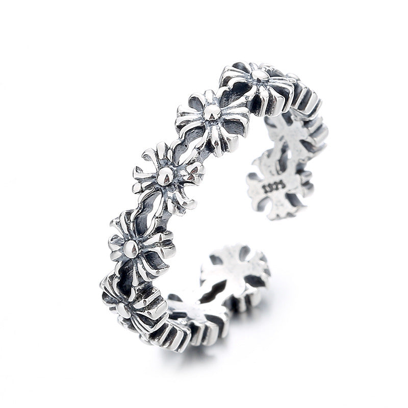 Women's Open Ring with Floral Design Made of High-Quality Stainless Steel Nin Boutique