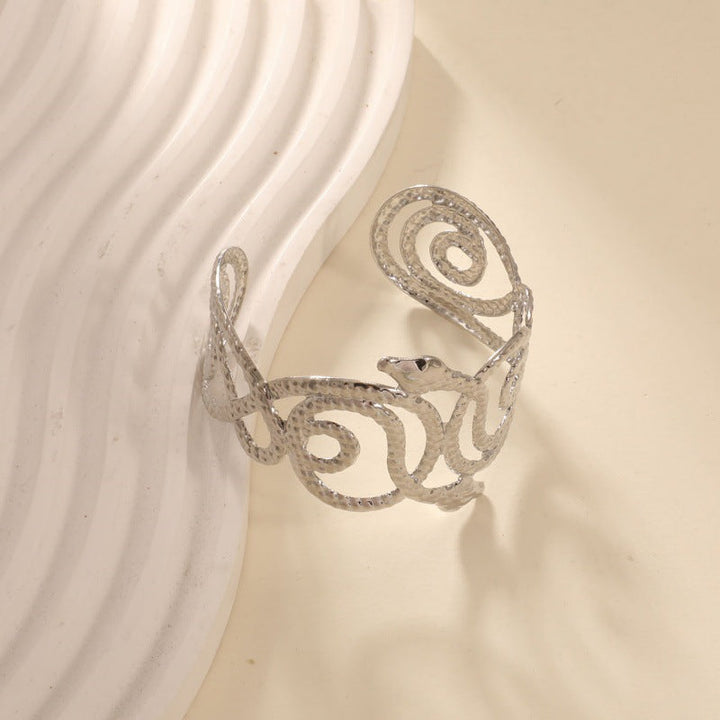 Women's Open Bangle with Artistic Snake Design Nin Boutique