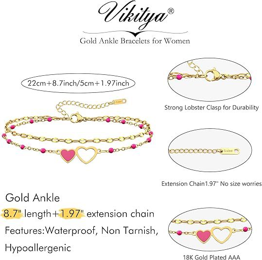 Ladies anklet with heartwarming pendant and colorful beads Nin Boutique