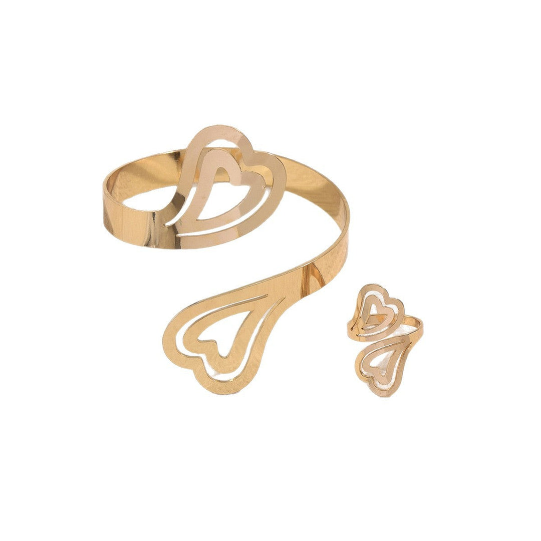 Ladies cuff bracelet and ring in artistic heart design Nin Boutique