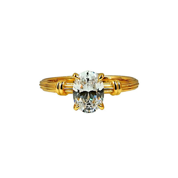 Ladies ring with elaborate oval crystal and elegant wire design Nin Boutique