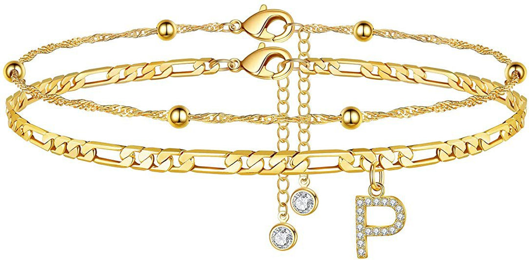 Women’s anklet with personalized pendant and sparkling zirconia elements Nin Boutique