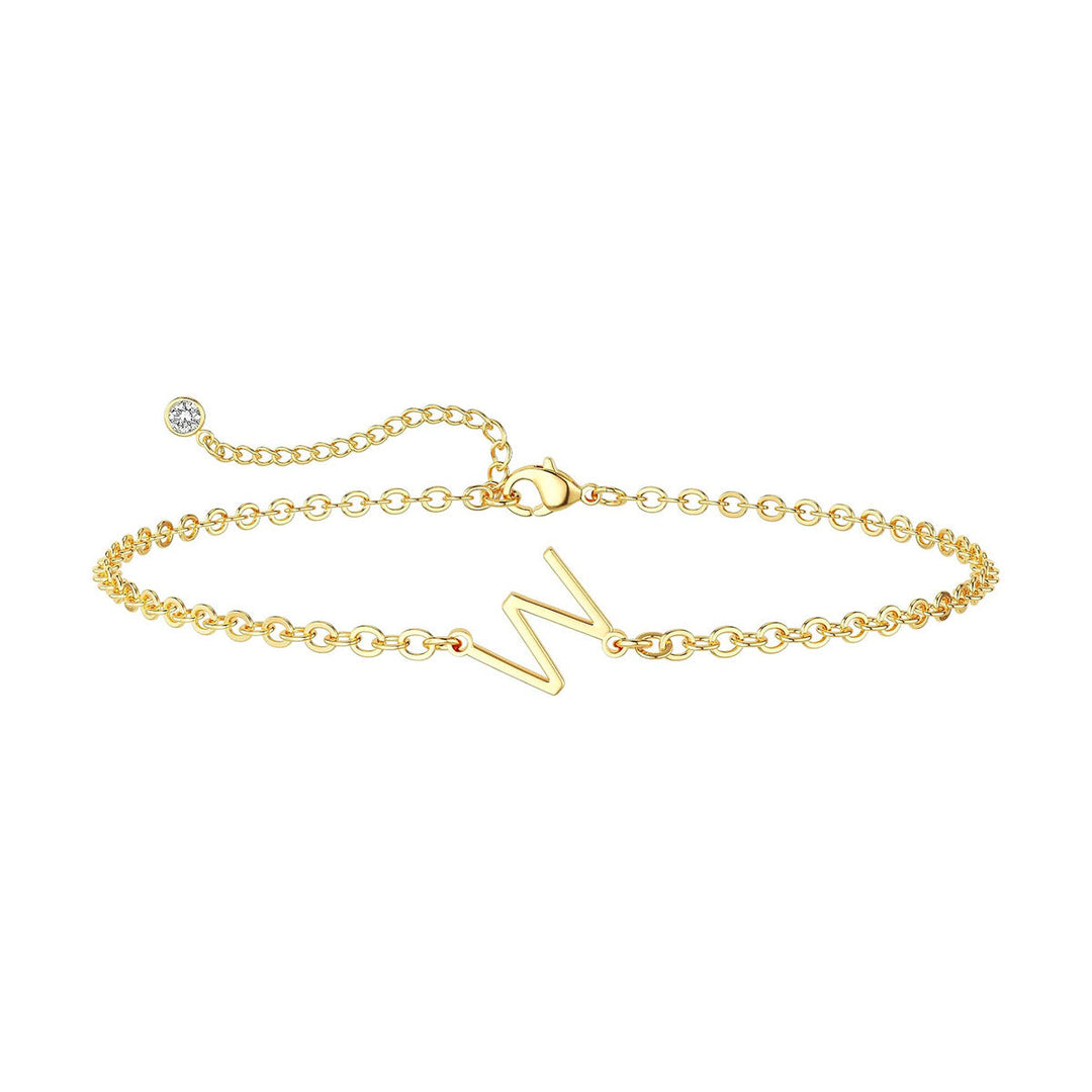 Women’s ankle bracelet with personalized initial and sparkling zirconia detail Nin Boutique