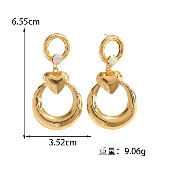 Ladies earrings with modern heart and ring design Nin Boutique