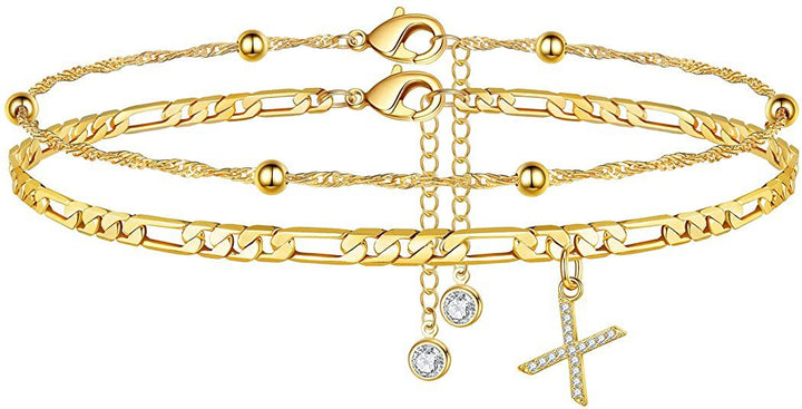 Women’s anklet with personalized pendant and sparkling zirconia elements Nin Boutique