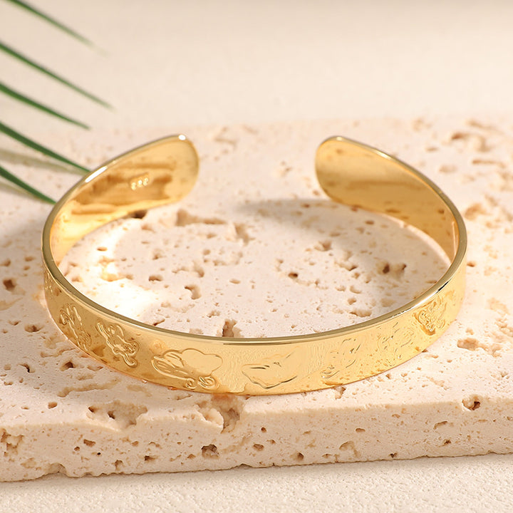 Women's Open Bangle with Artistic Coral Pattern Nin Boutique