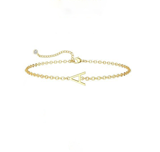 Women’s ankle bracelet with personalized initial and sparkling zirconia detail Nin Boutique