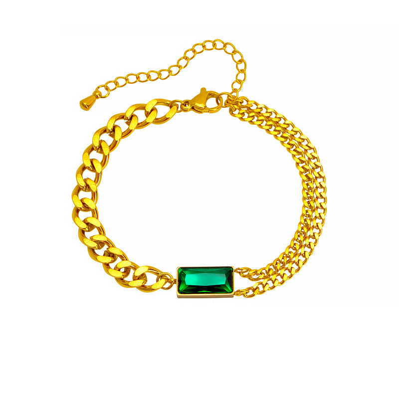 Women's ankle bracelet with luxurious green crystal element Nin Boutique