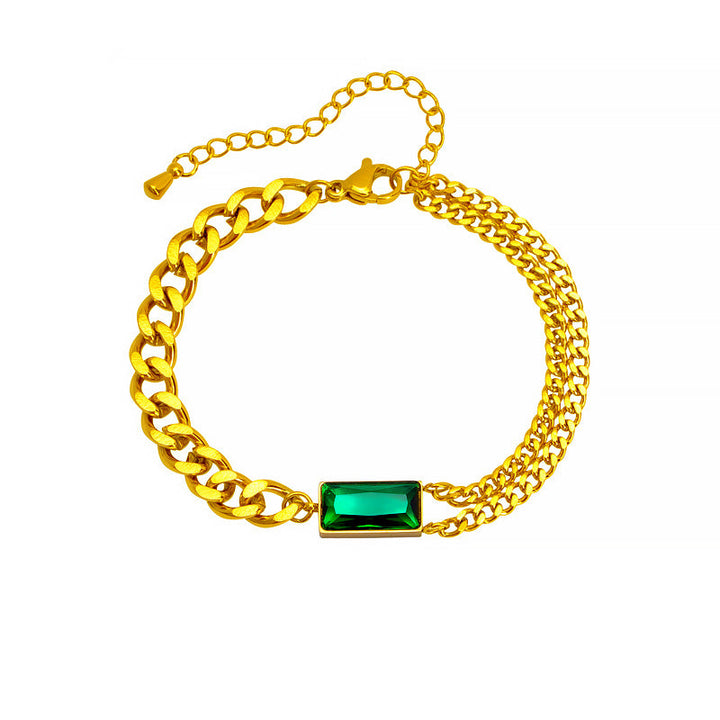 Women's ankle bracelet with luxurious green crystal element Nin Boutique