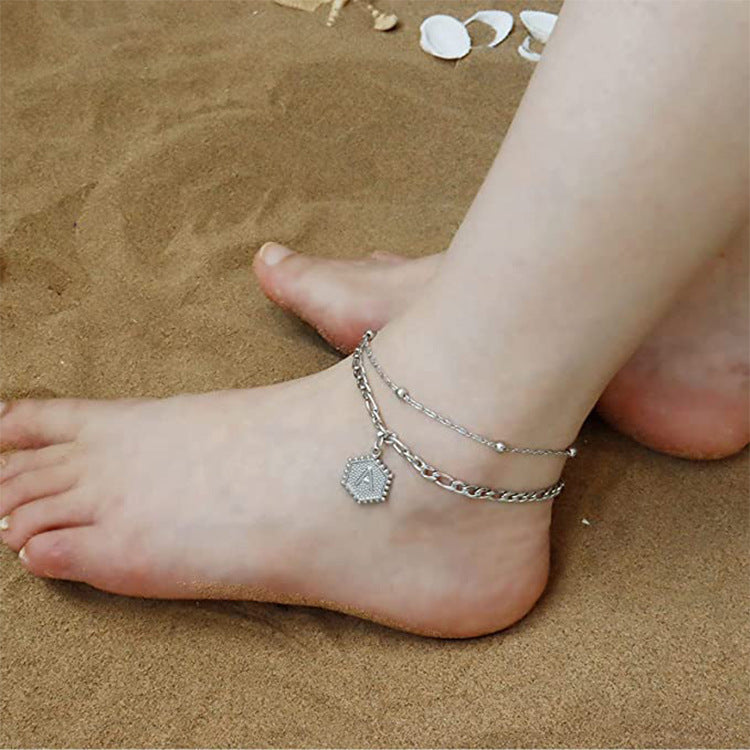 Women's anklet with elegant chain design and sparkling charms Nin Boutique