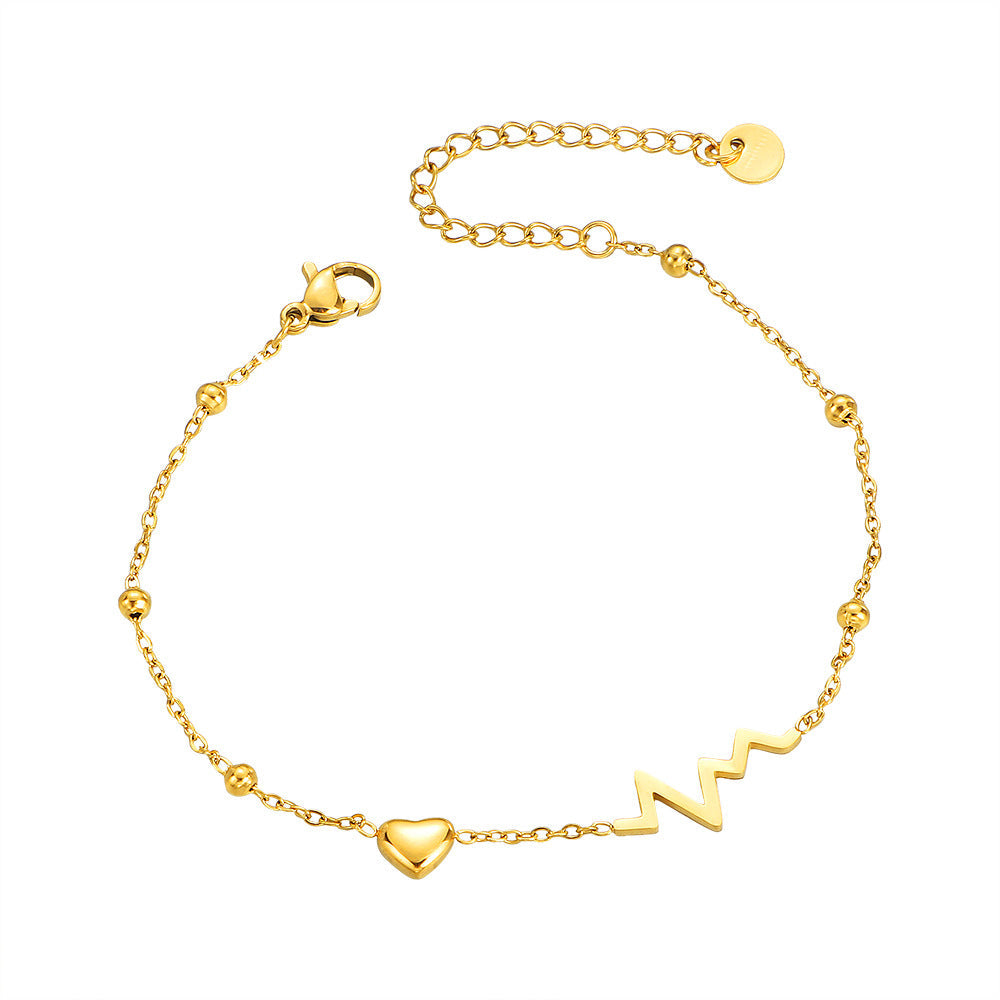 Ladies delicate ankle chain with heart-shaped and pulsating design Nin Boutique