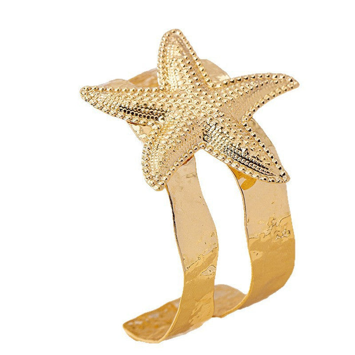 Women's Open Cuff Bracelet with Maritime Shell and Starfish Design Nin Boutique