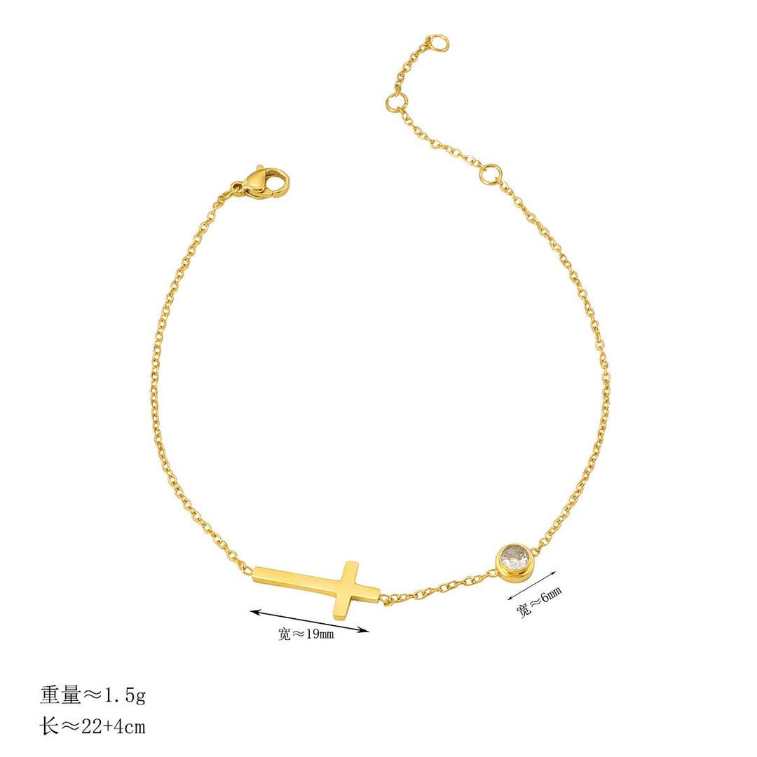 Women's ankle bracelet with filigree cross and crystal pendant Nin Boutique