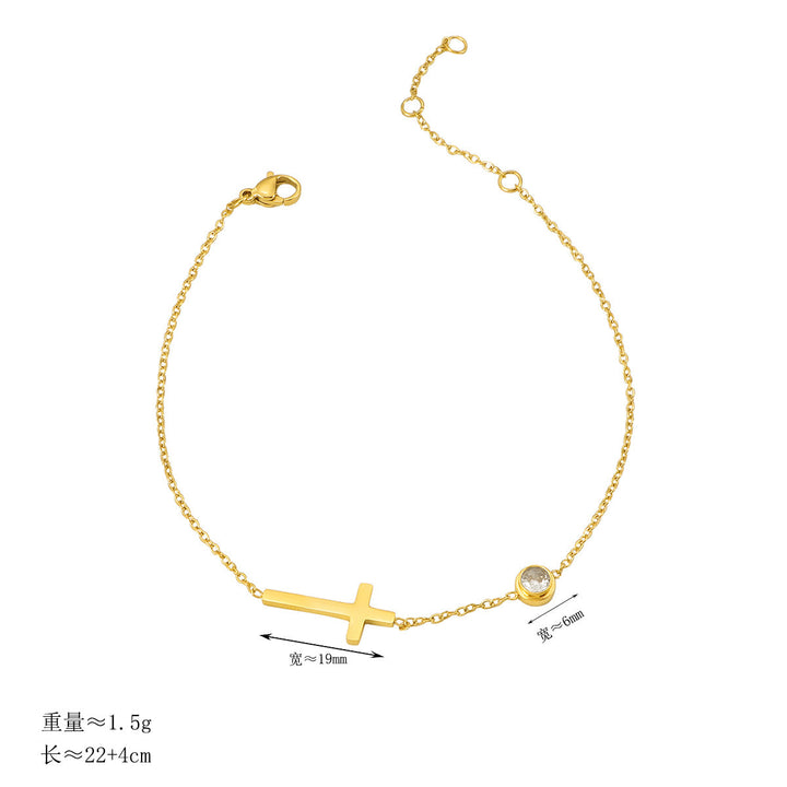 Women's ankle bracelet with filigree cross and crystal pendant Nin Boutique