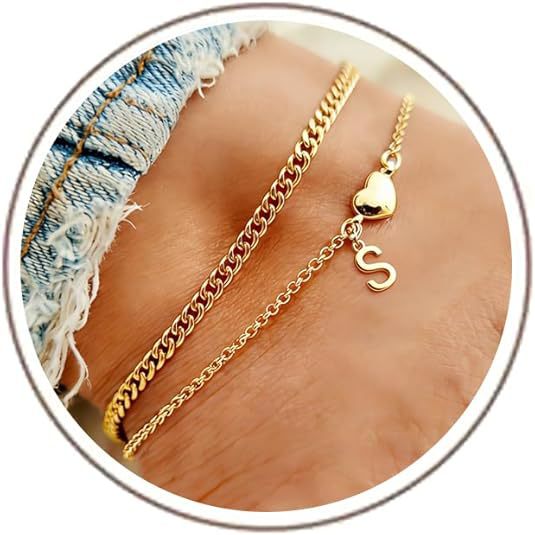 Ladies ankle bracelet with heart-shaped and initialized charm Nin Boutique
