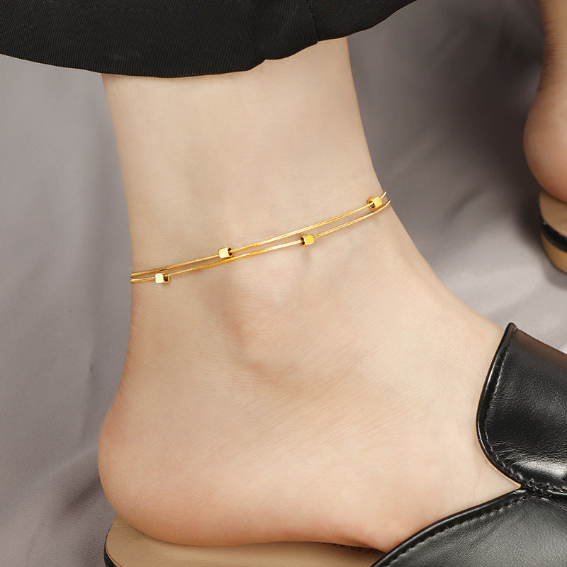Women elegant ankle bracelet with geometric accents Nin Boutique