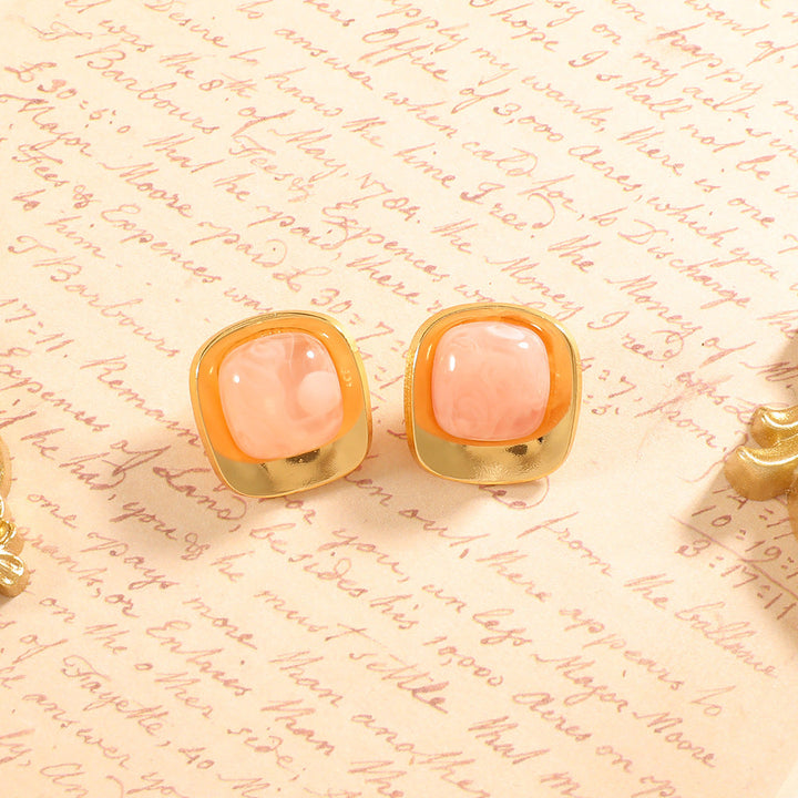 Women’s earrings with elegant green semi-precious stone and golden frame Nin Boutique