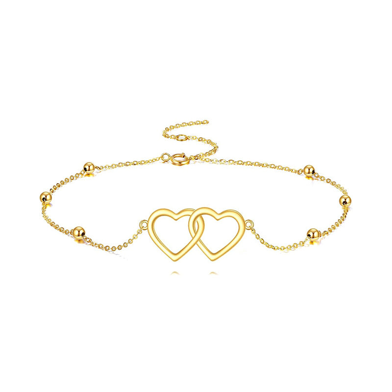 Ladies ankle bracelet with interlocking heart pendants and delicate design Nin Boutique