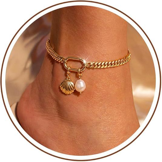 Women's Anklet with Maritime Star Pendant and Pearl Accent Nin Boutique