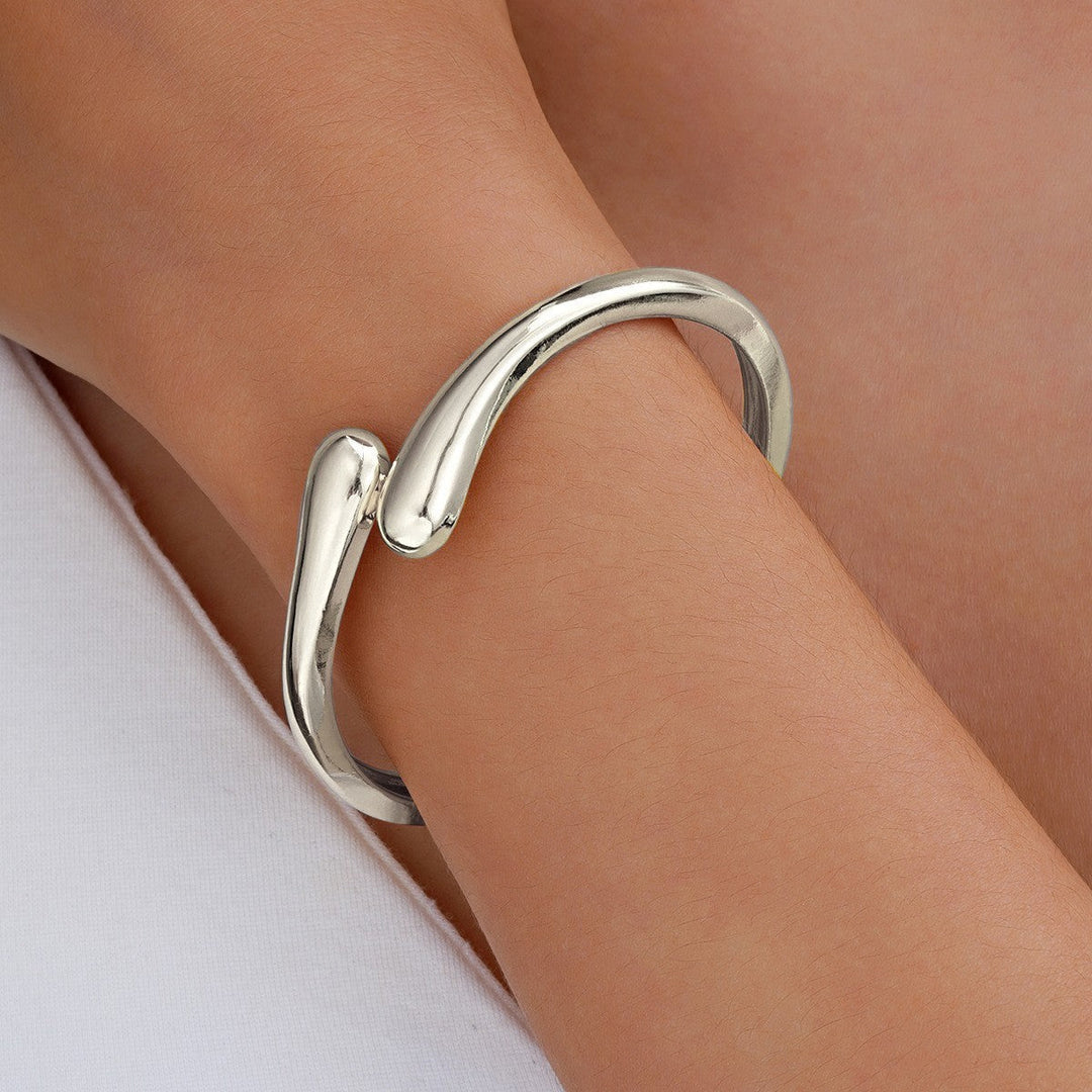 Women's Open Cuff Bracelet with Modern, Curved Design Nin Boutique