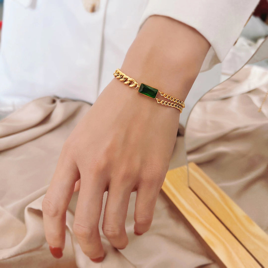 Women's ankle bracelet with luxurious green crystal element Nin Boutique