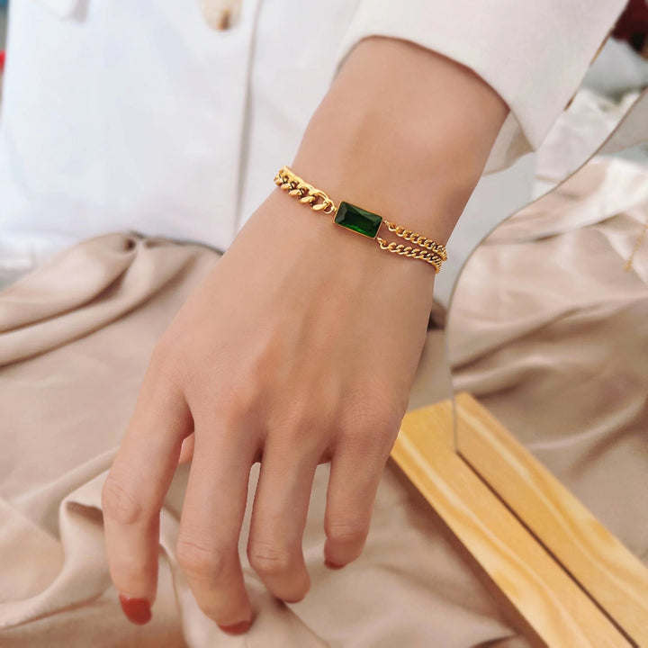 Women's ankle bracelet with luxurious green crystal element Nin Boutique
