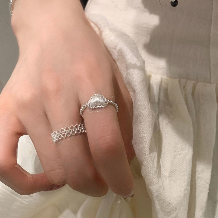Women Open Ring with Floral Motifs Made of High-Quality Stainless Steel Nin Boutique
