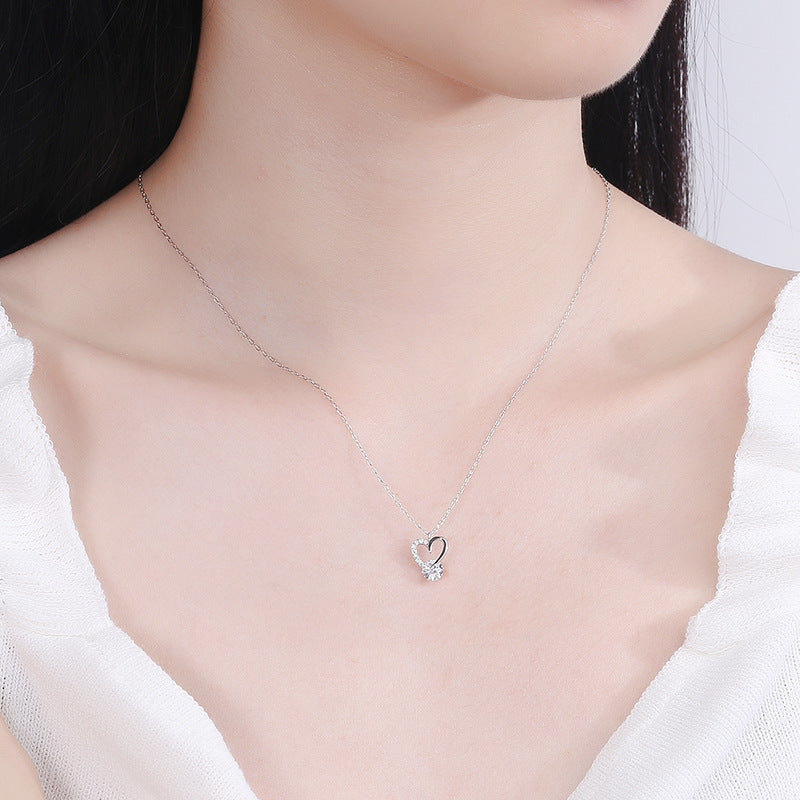 Ladies Necklace with Elegant Heart Pendant and Sparkling Zirconia Nin Boutique