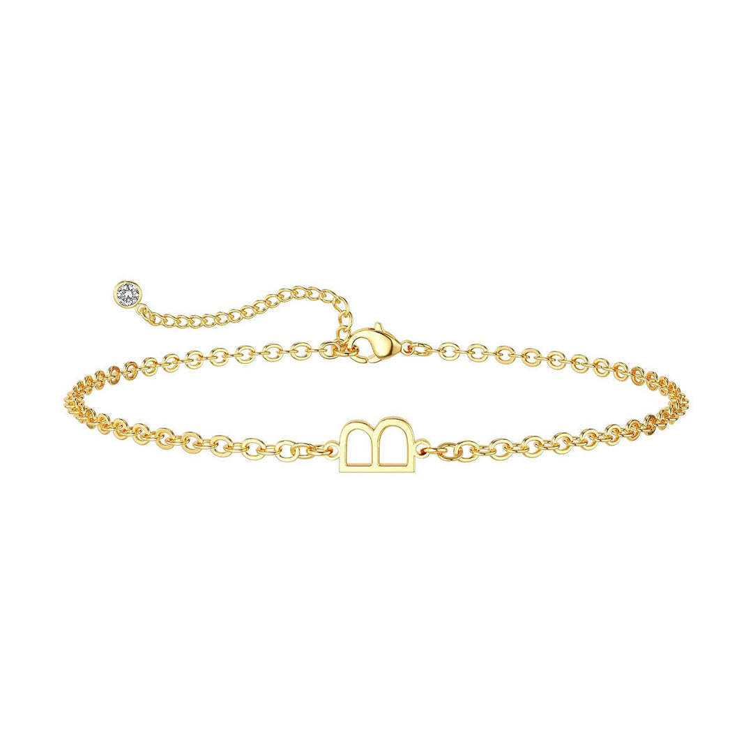Women’s ankle bracelet with personalized initial and sparkling zirconia detail Nin Boutique