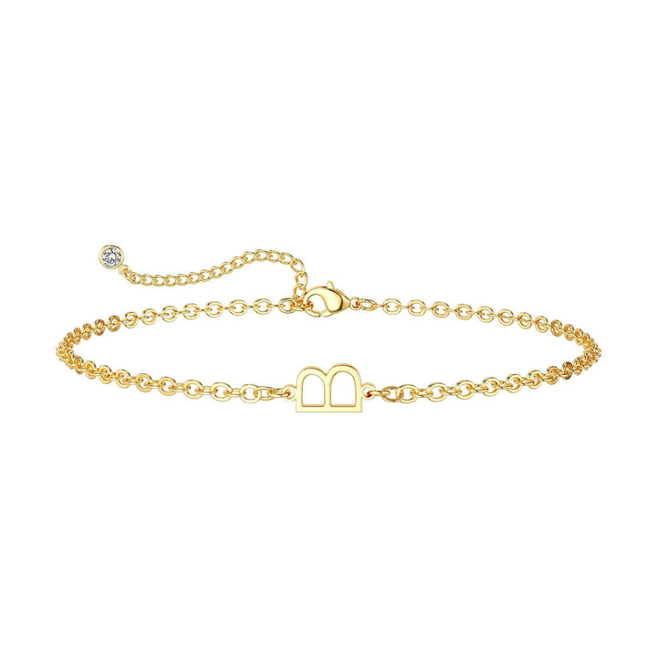 Women’s ankle bracelet with personalized initial and sparkling zirconia detail Nin Boutique