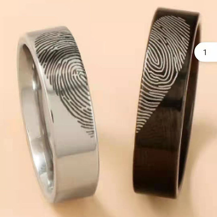 Ladies' wedding rings with unique fingerprint engraving and emotional message Nin Boutique